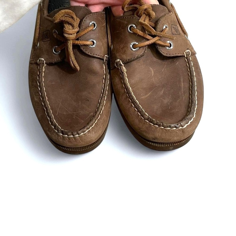 Original Brown Leather Boat Shoes 9.5M Sperry Authentic Top-Sider